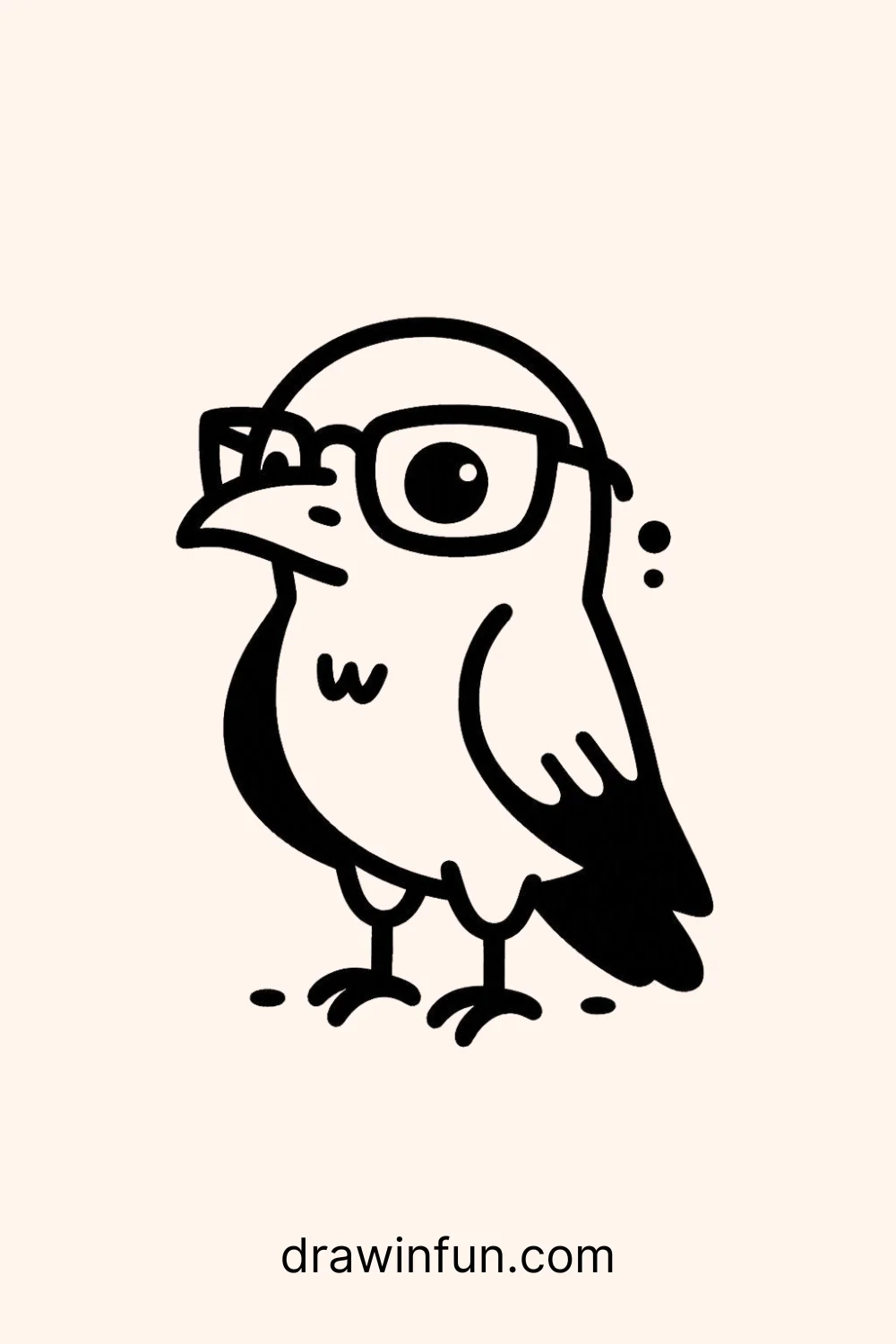 Crow with a Glasses easy drawing