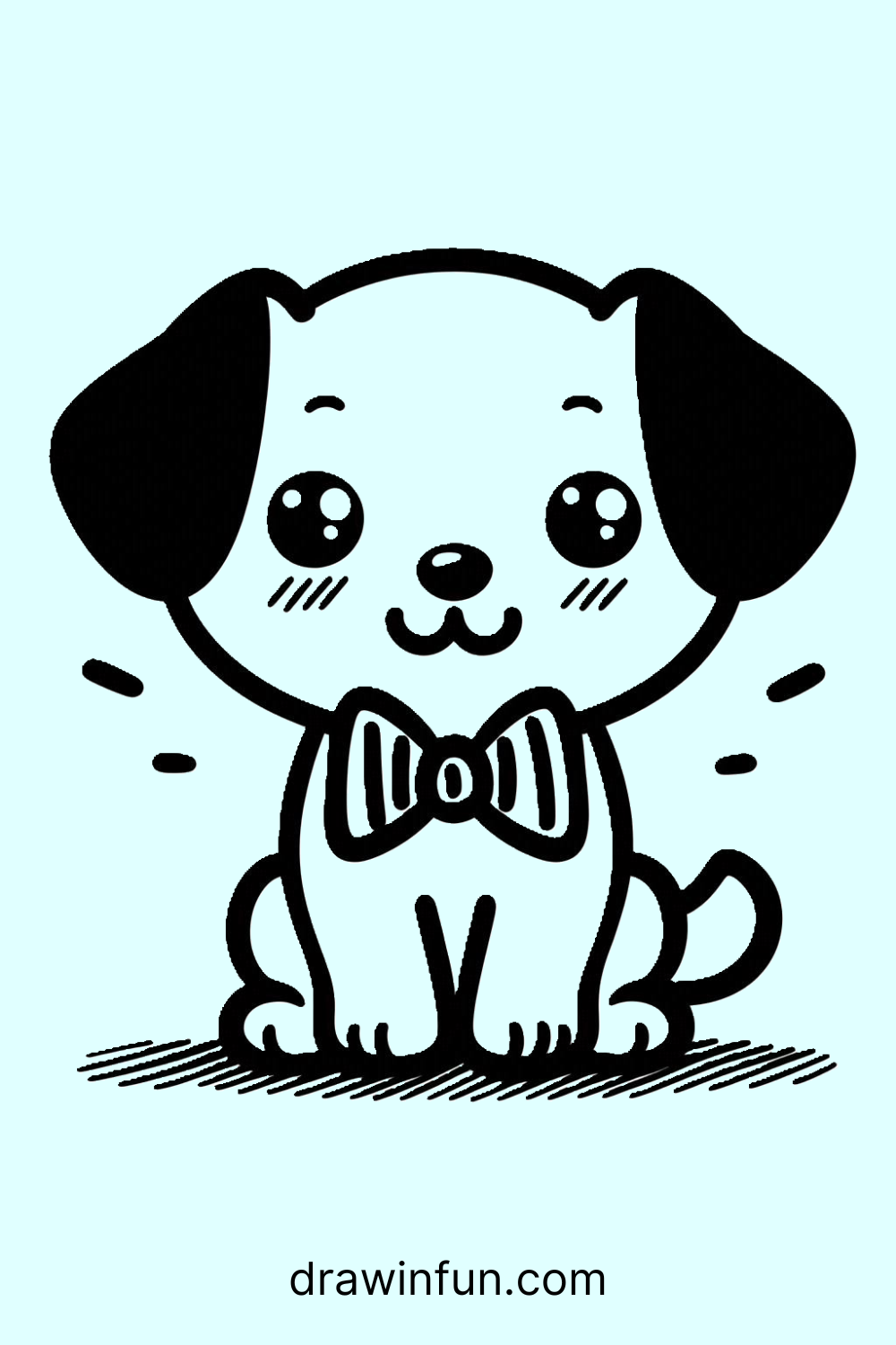 Puppy Wearing Bowtie easy drawing