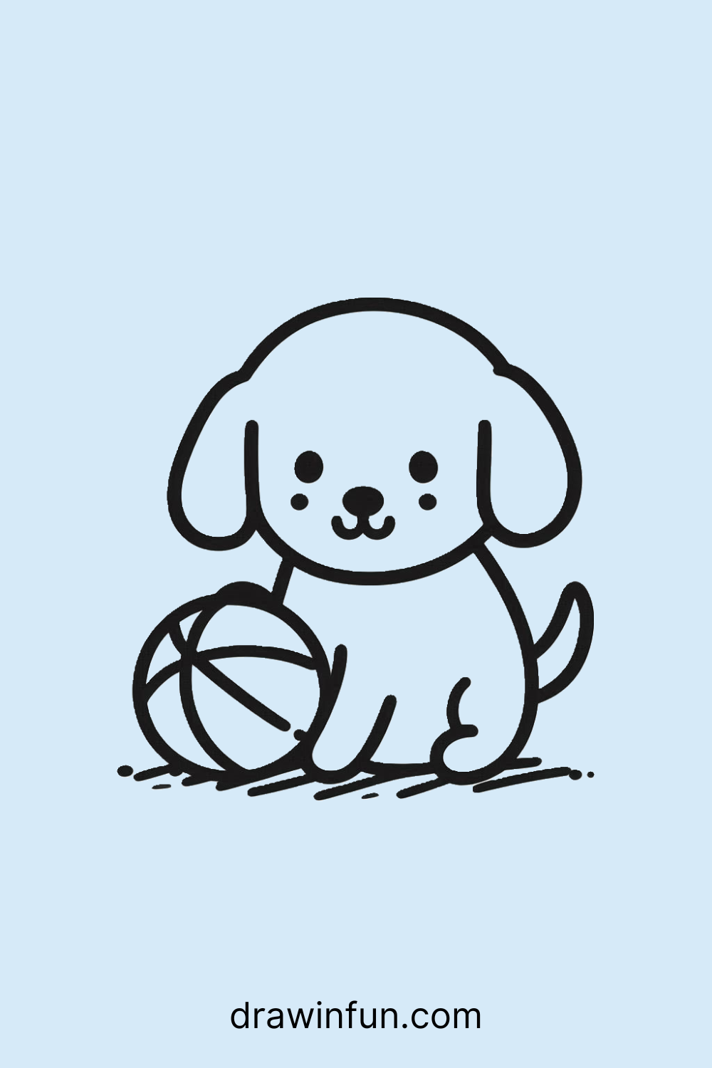 Puppy With Ball easy drawing