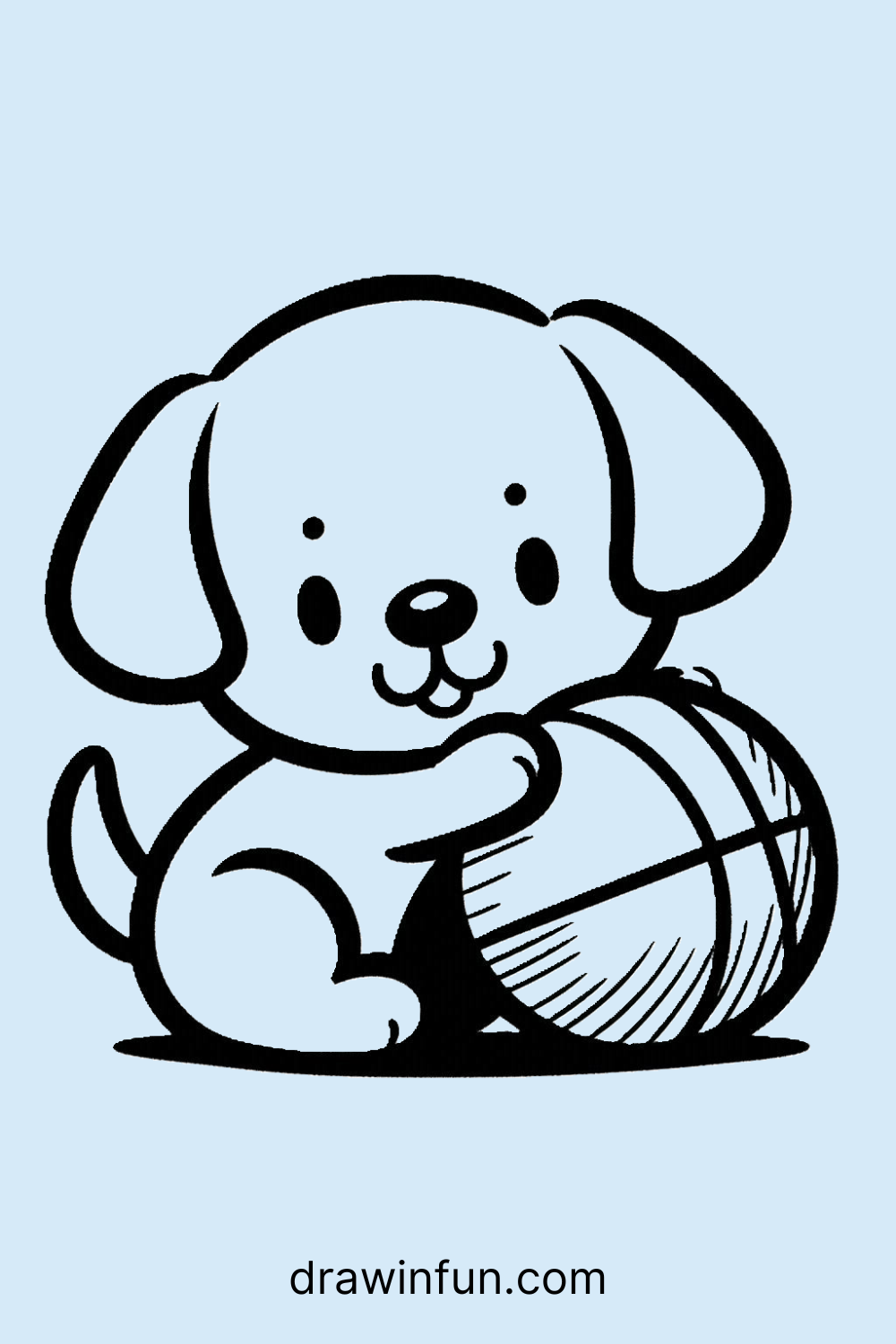 Puppy With Ball easy drawing