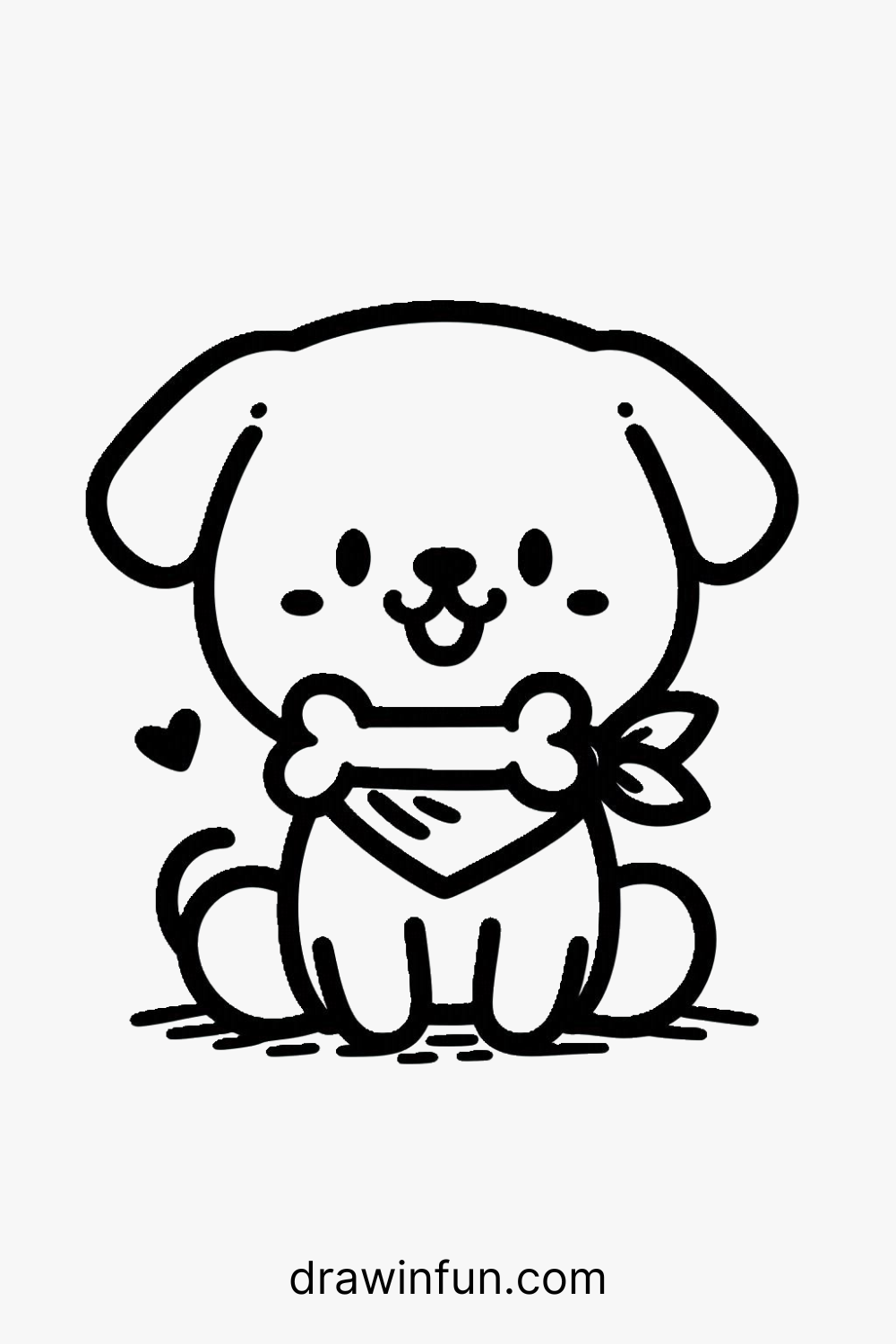 Puppy With Bone easy drawing