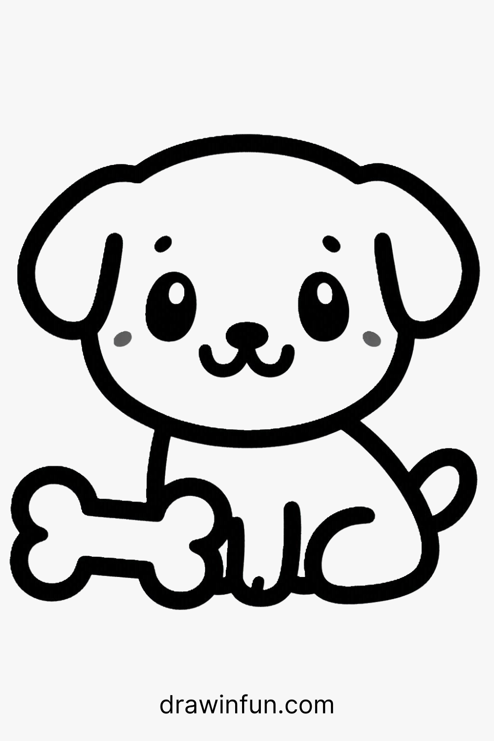 Puppy With Bone easy drawing