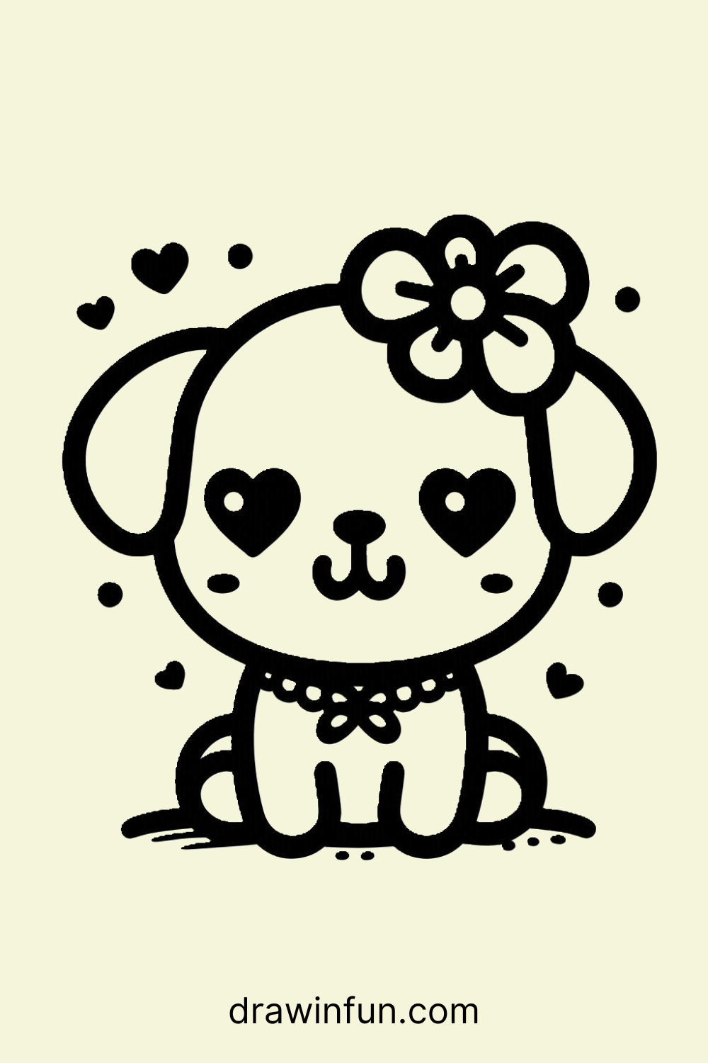 Puppy With Heart Shaped Eyes easy drawing