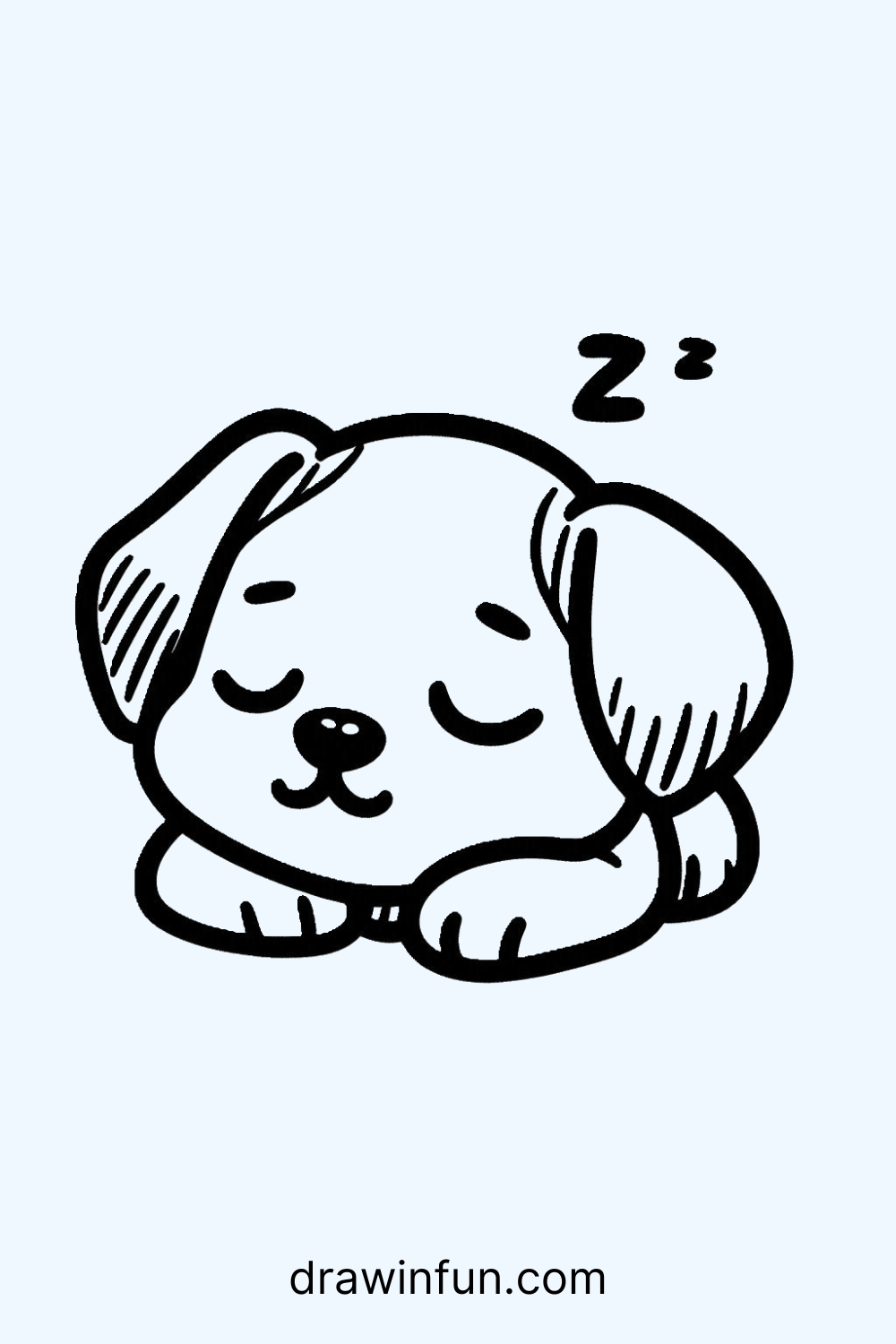 Sleeping puppy easy drawing