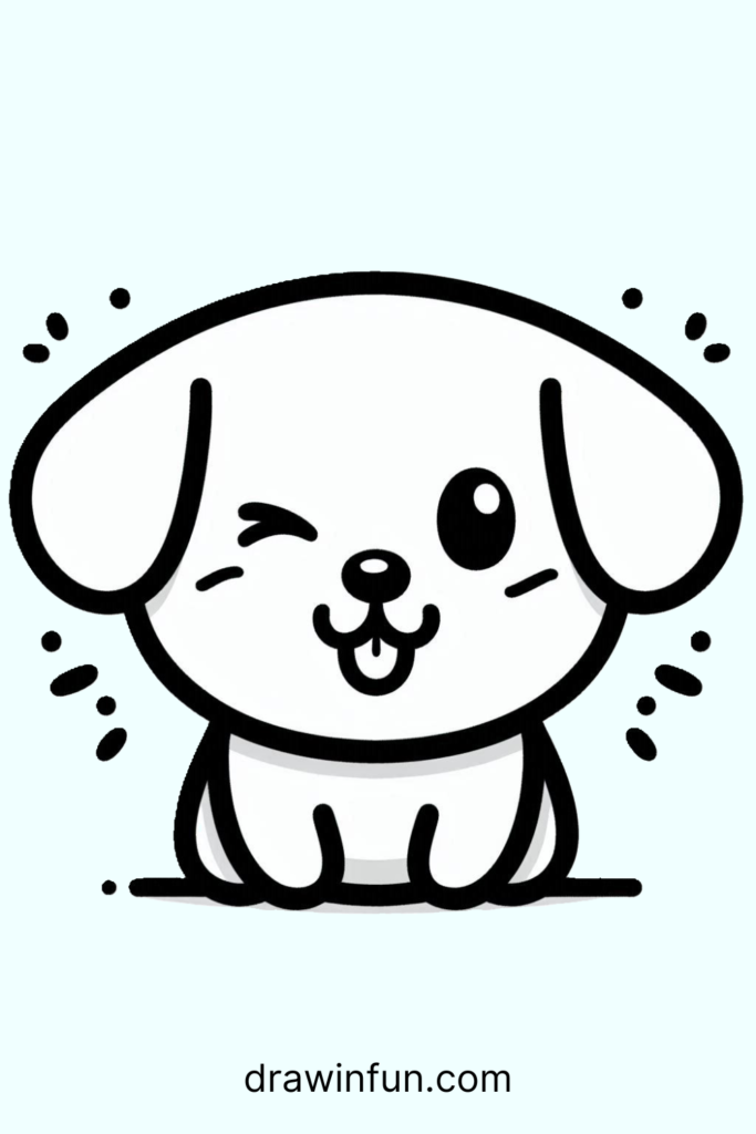 Winking Puppy Easy Drawing