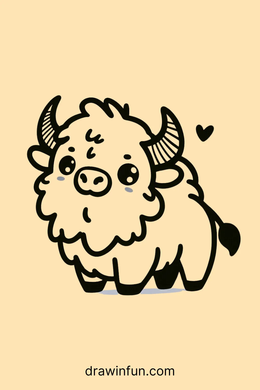 A bison with a content smile easy drawing