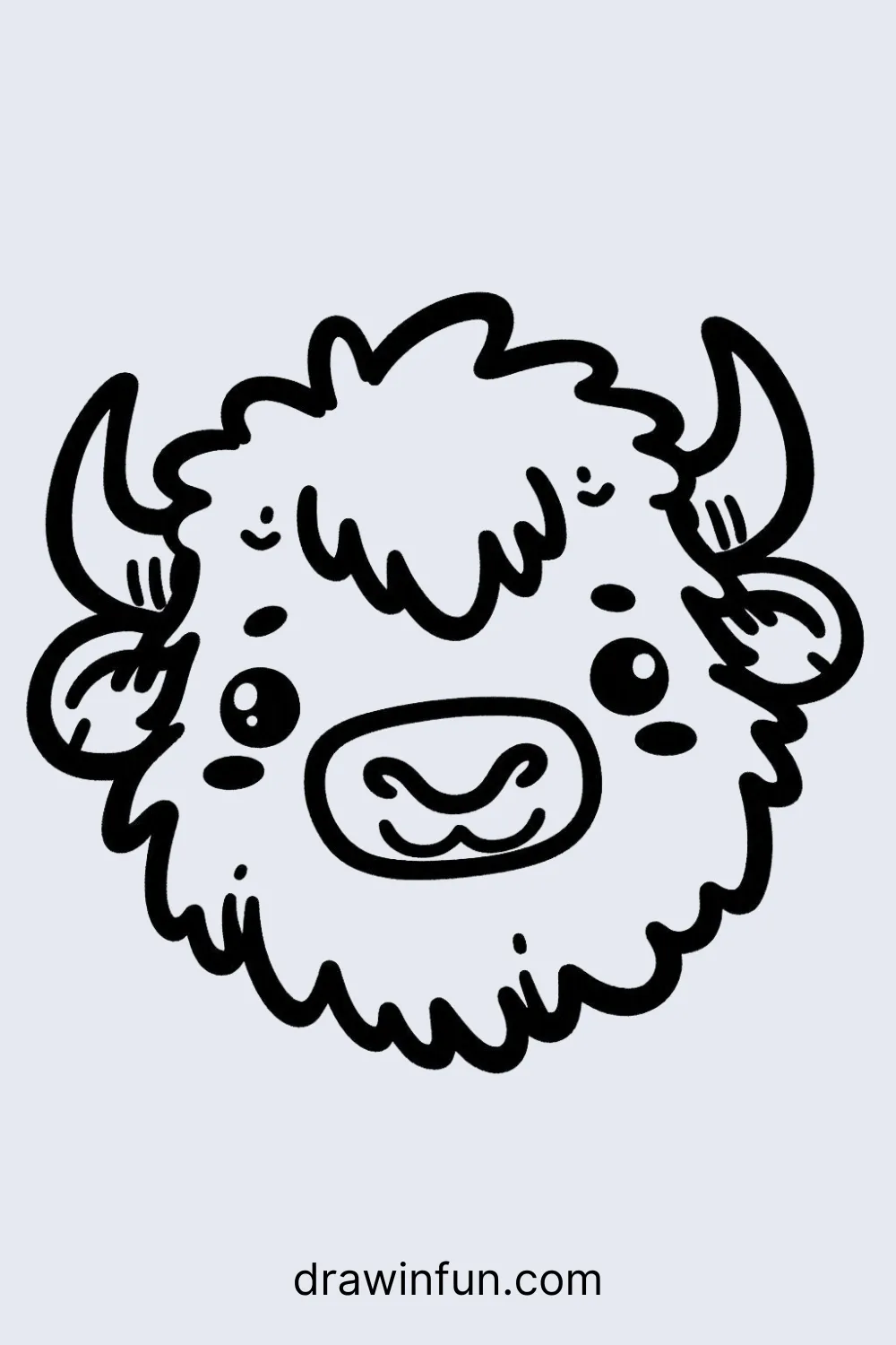 A bison with a friendly grin easy drawing