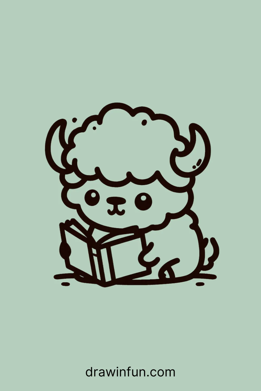 A bison with a tiny hat and glasses easy drawing