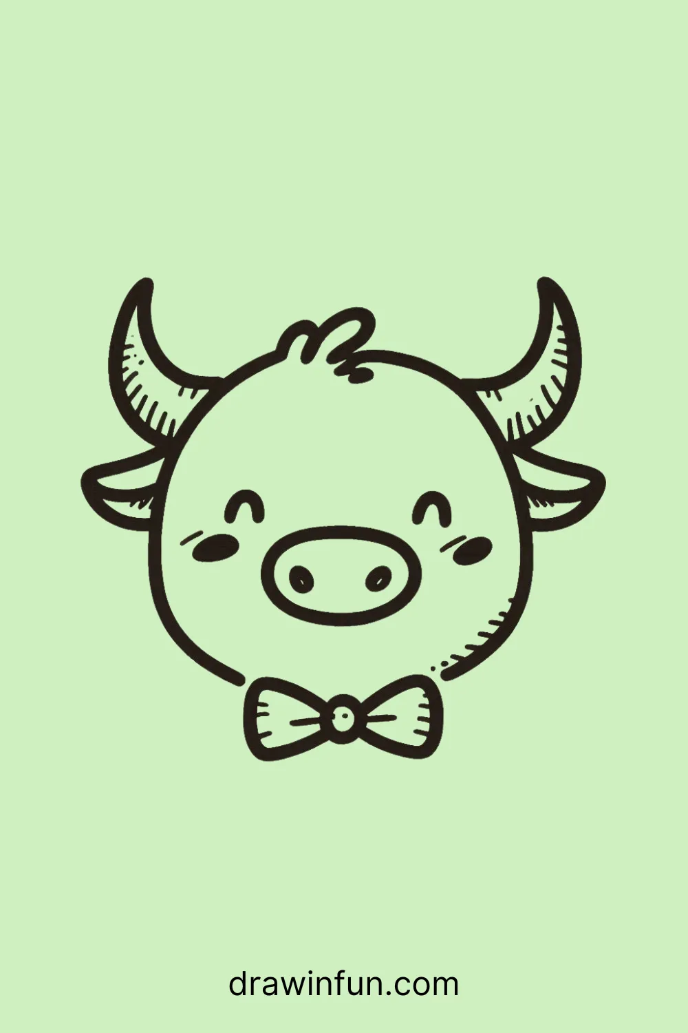 A bull with a tiny bowtie easy drawing