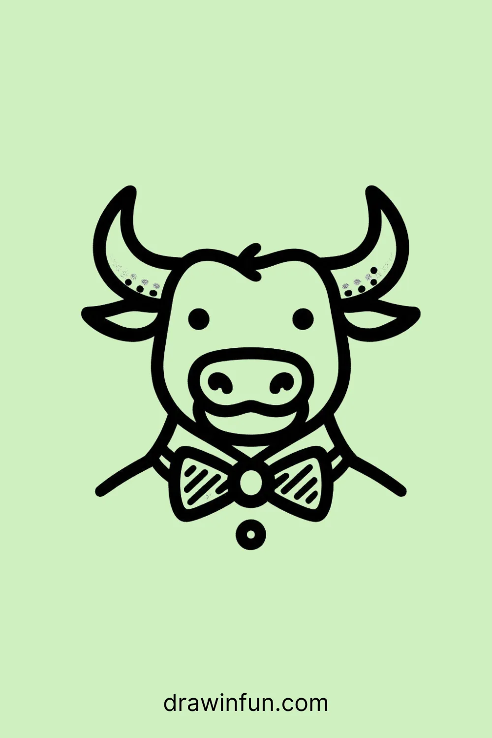 A bull with a tiny bowtie easy drawing