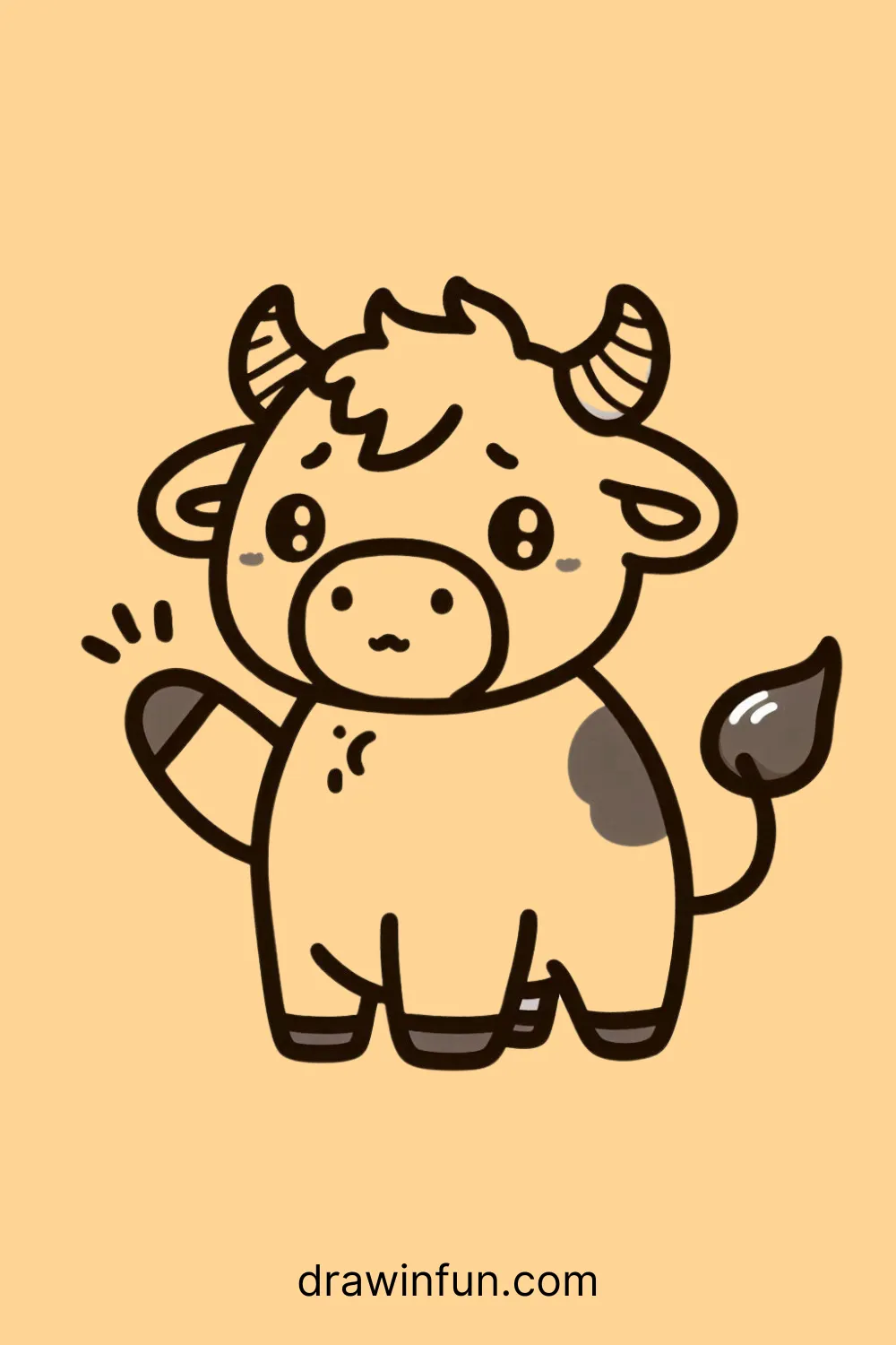 A bull with says, Hi! easy drawing