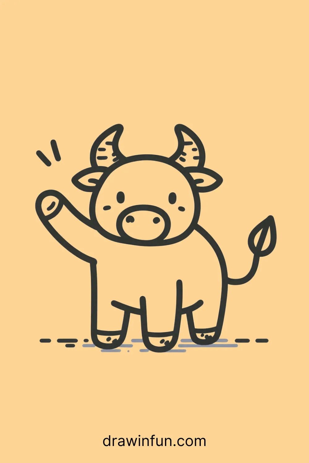 A bull with says, Hi! easy drawing