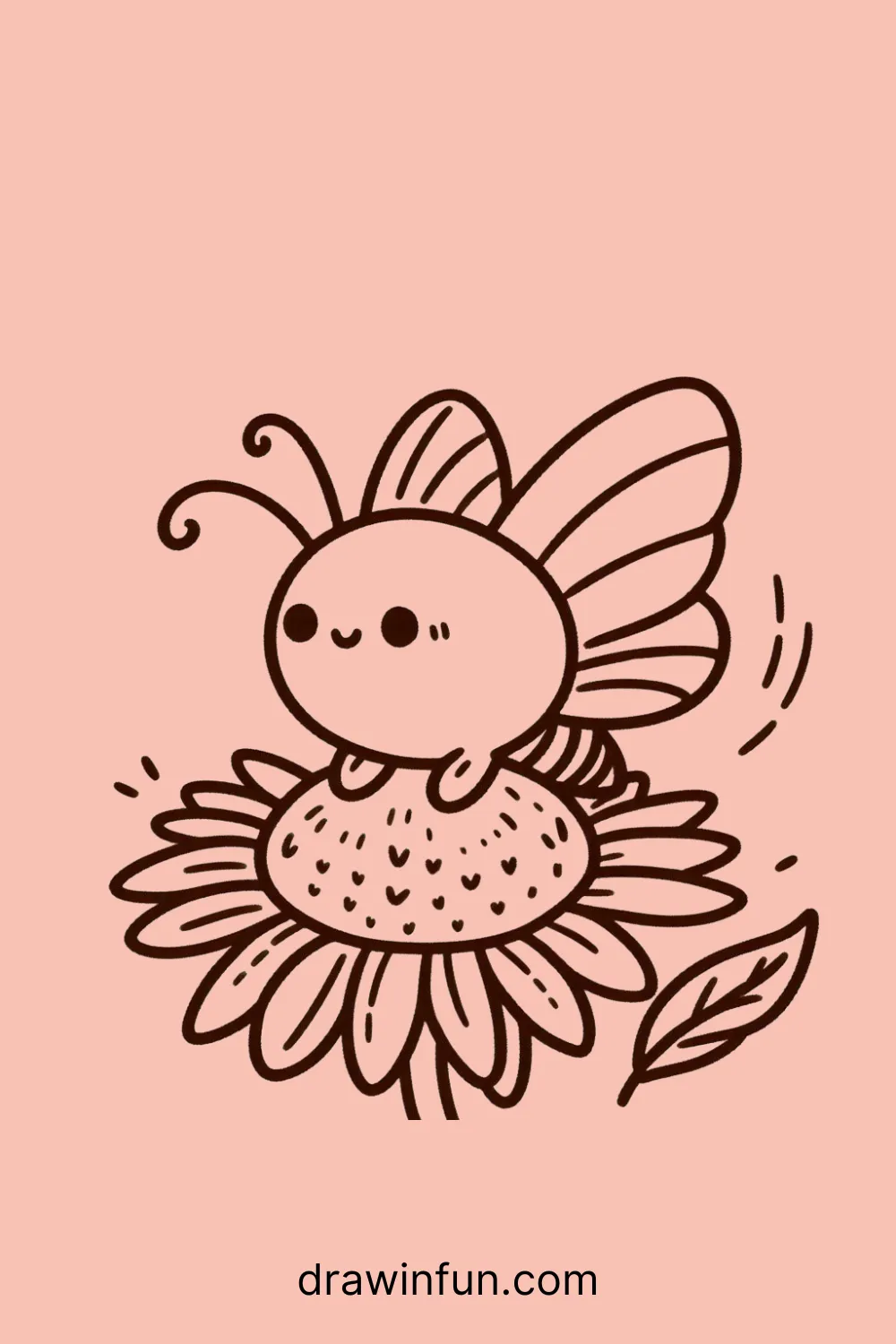 A butterfly perched on a sunflower easy drawing