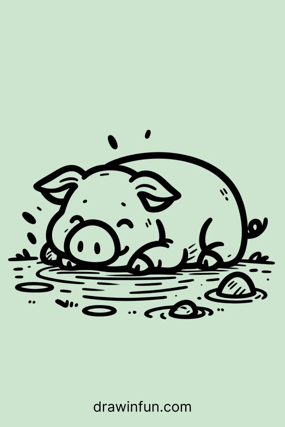 Boar lying down next to a pond easy drawing