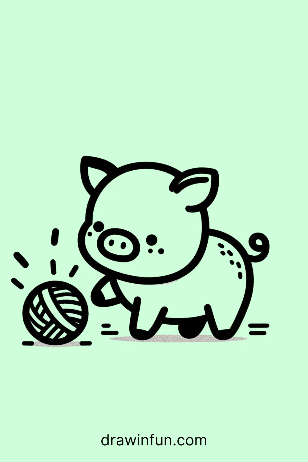 Boar playing with a tiny ball of yarn easy drawing