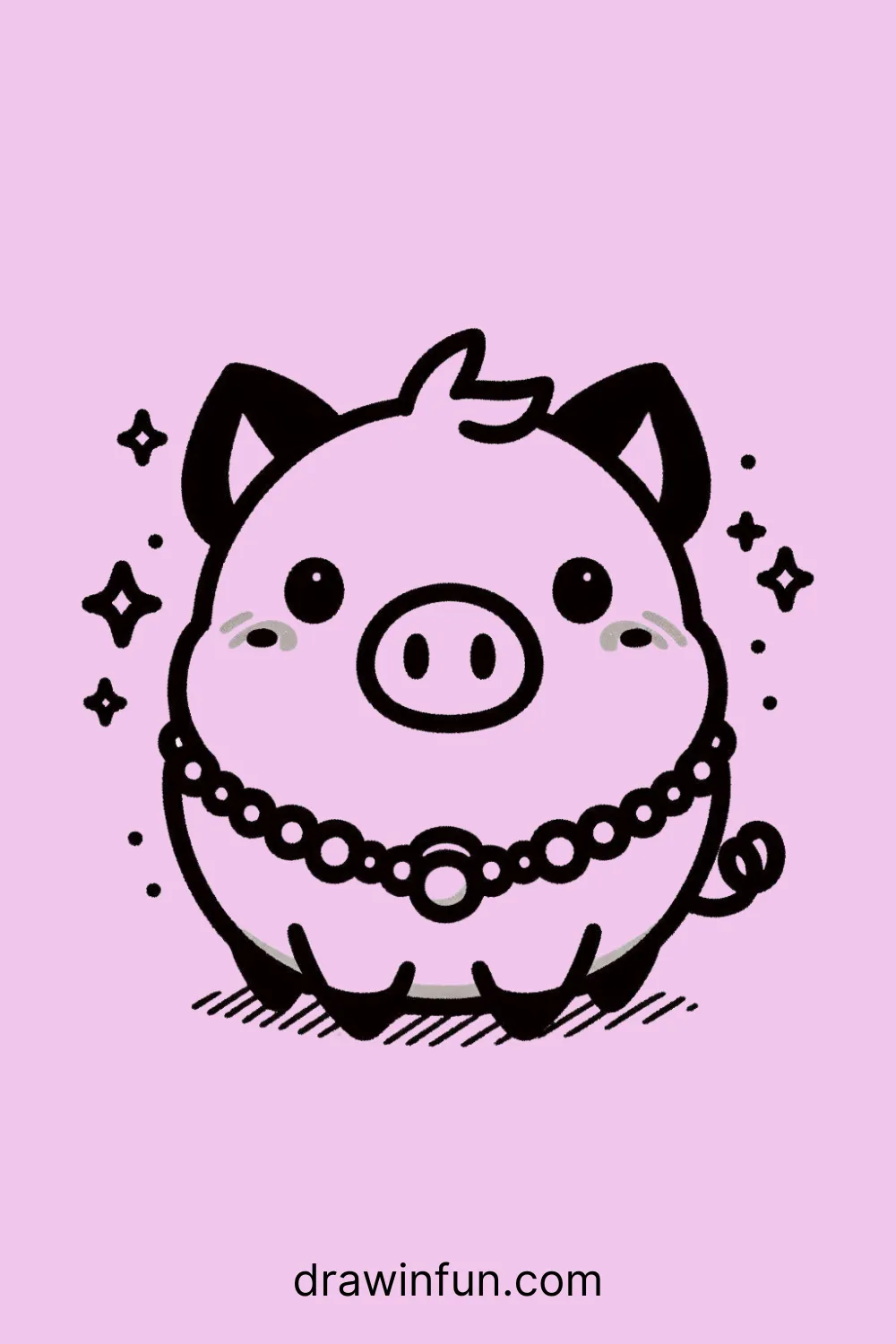 Boar wearing a simple necklace easy drawing