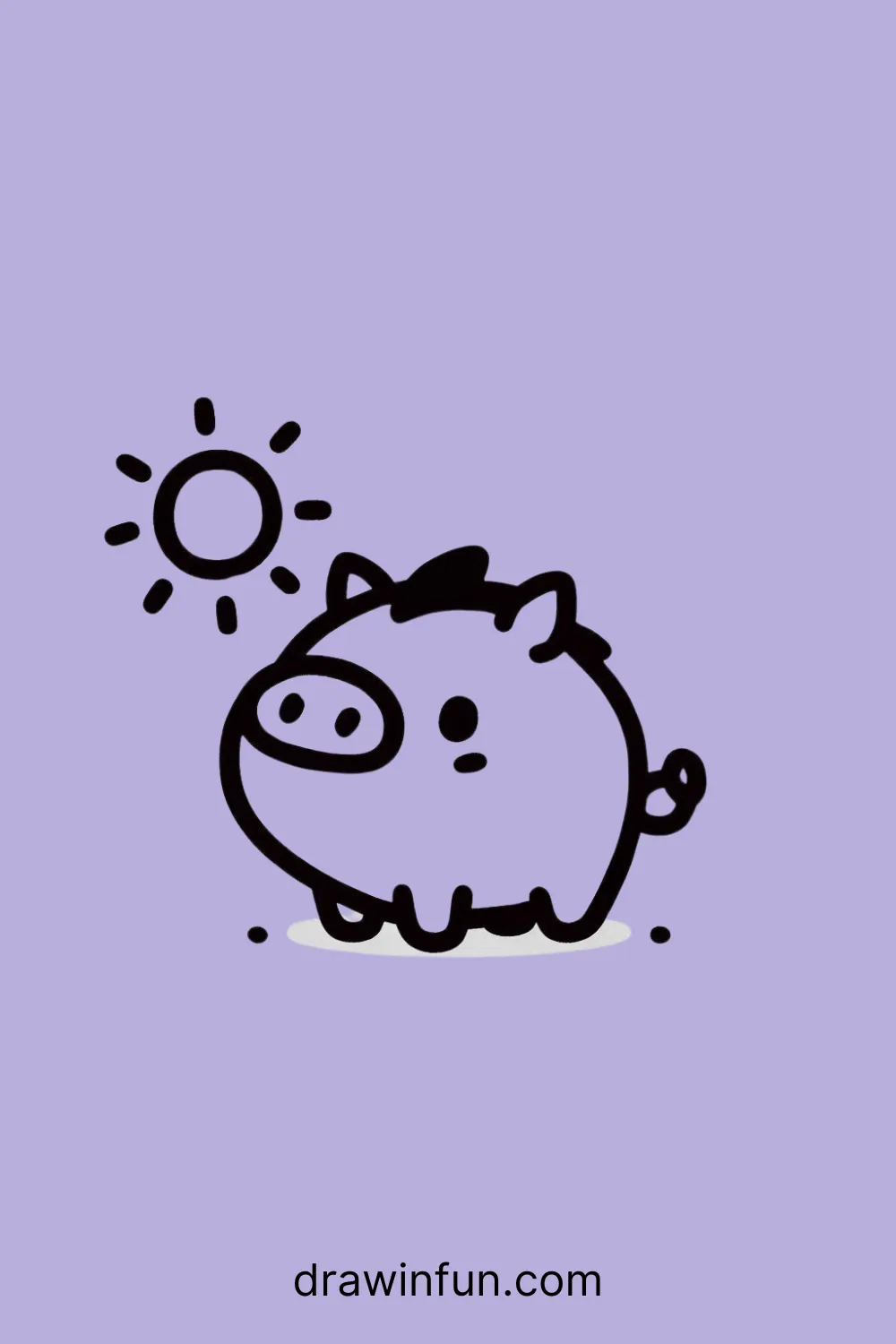 Boar with a small sun in the background easy drawing