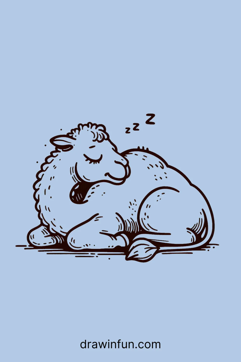 Camel curling up in a cozy position for a nap easy drawing