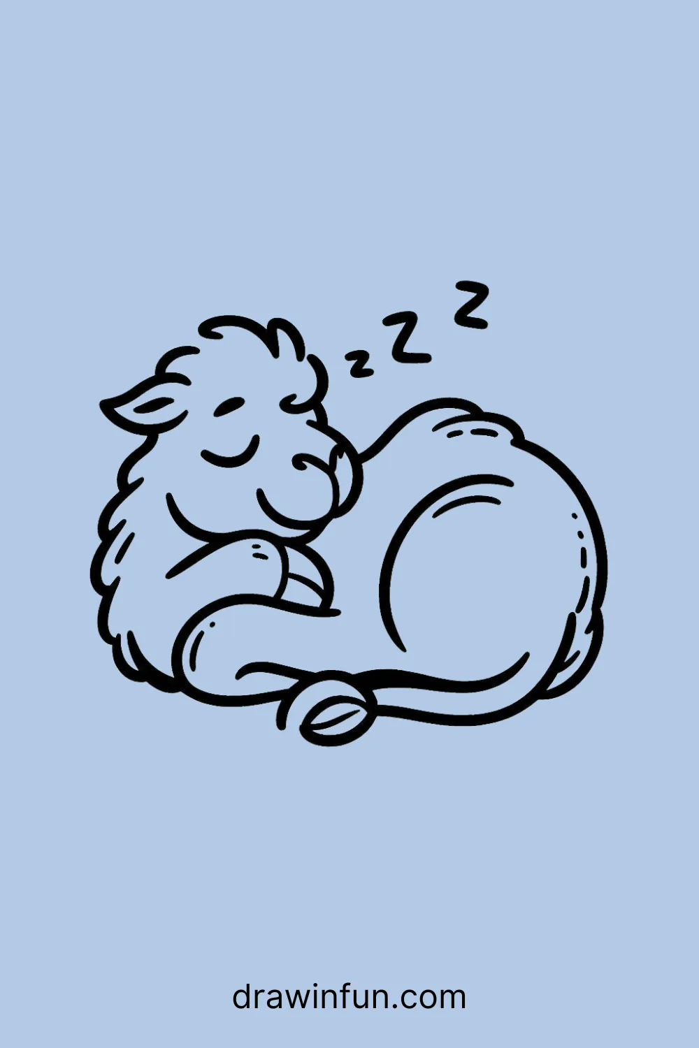 Camel curling up in a cozy position for a nap easy drawing