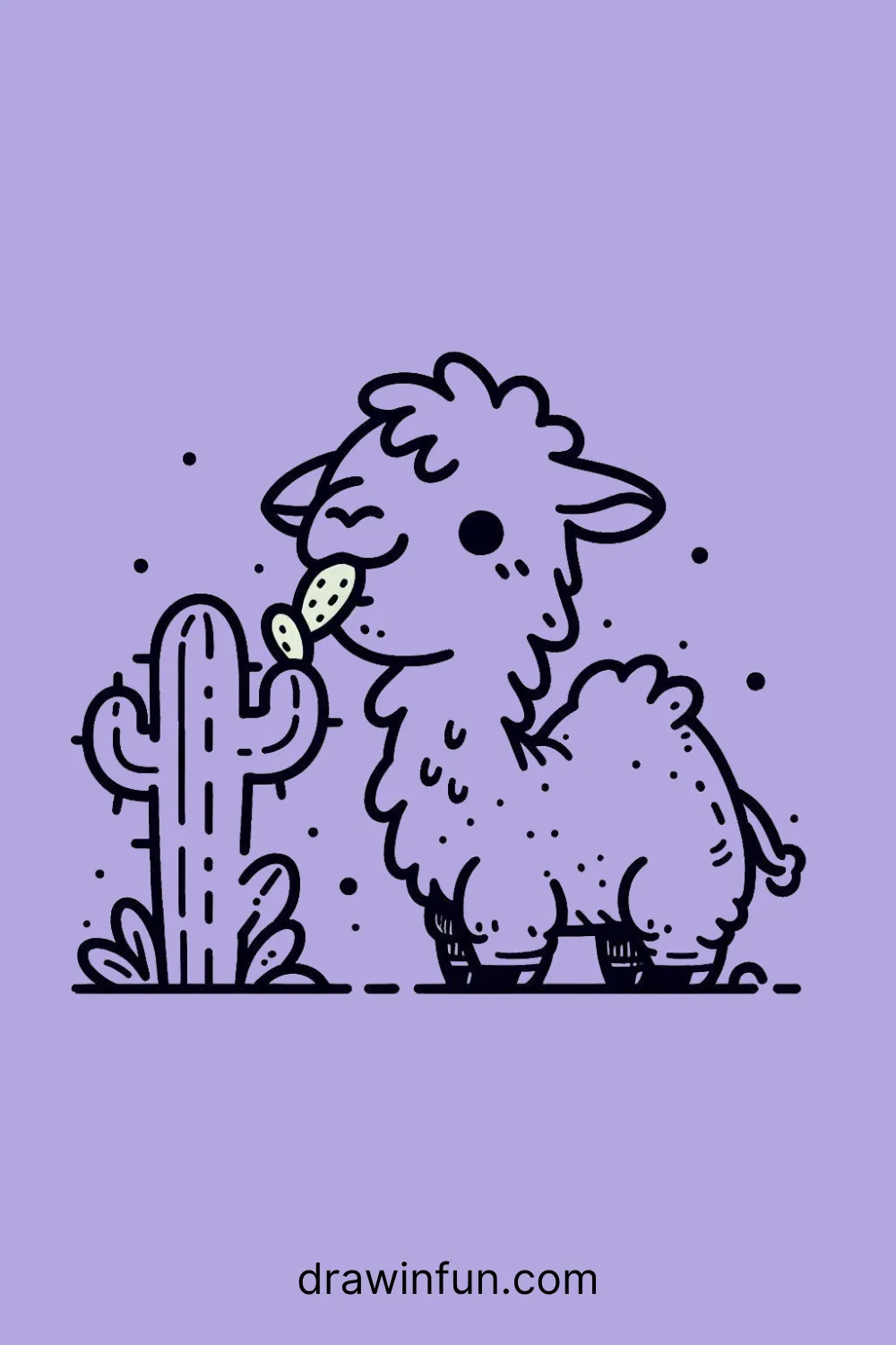 Camel munching on a piece of cactus easy drawing