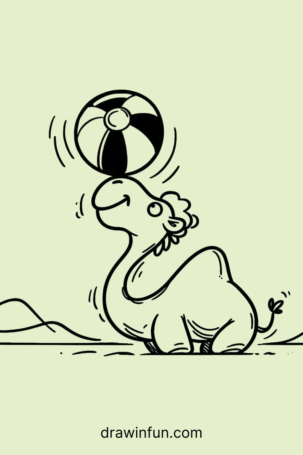 Camel trying to balance a beach ball on its nose easy drawing