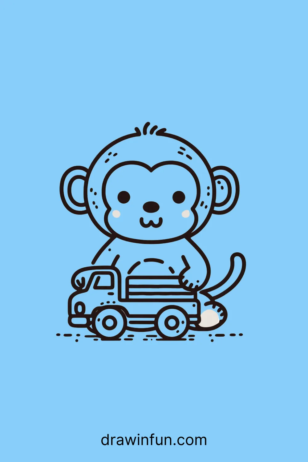 Chimpanzee holding a toy truck easy drawing