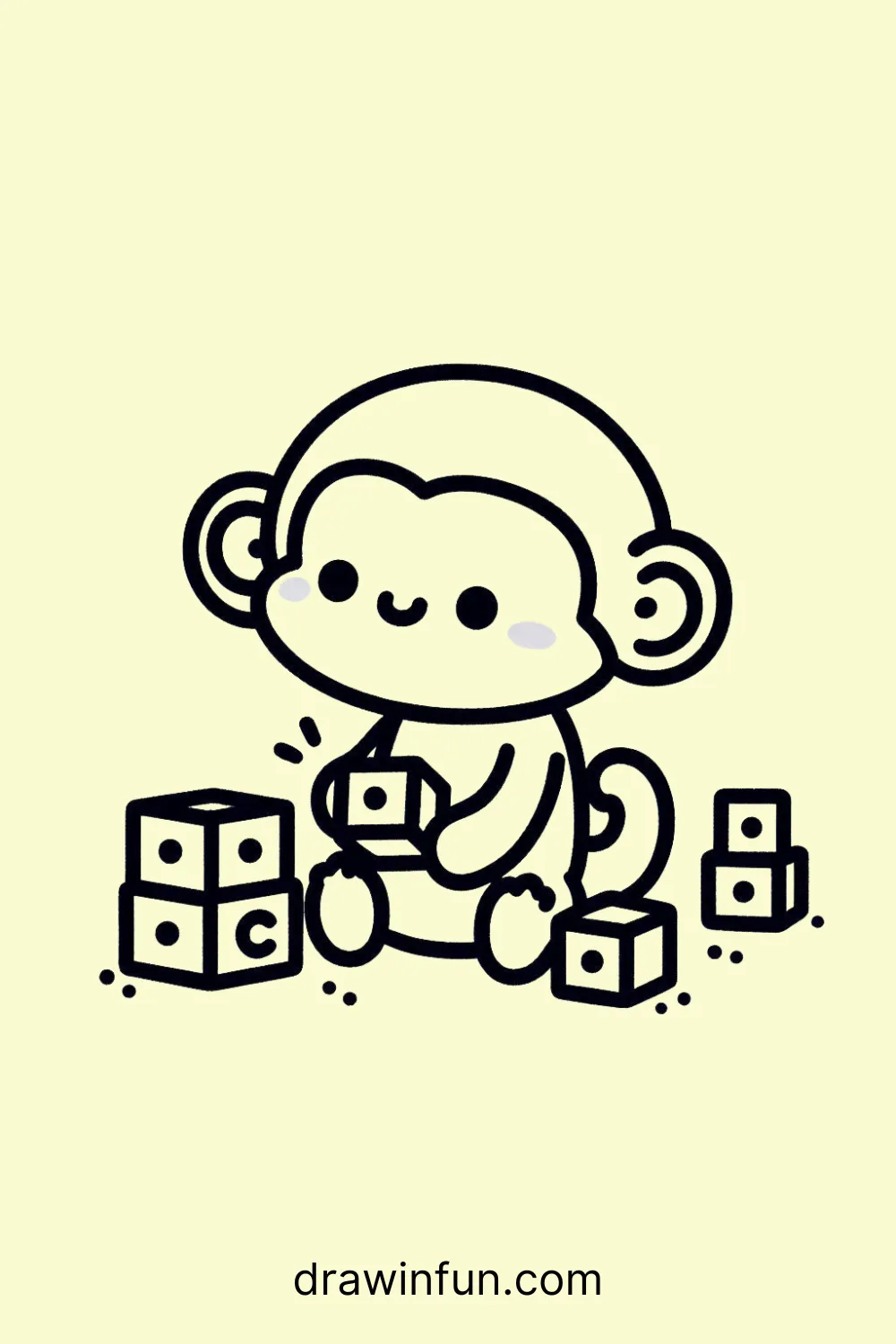 Chimpanzee playing with building blocks easy drawing