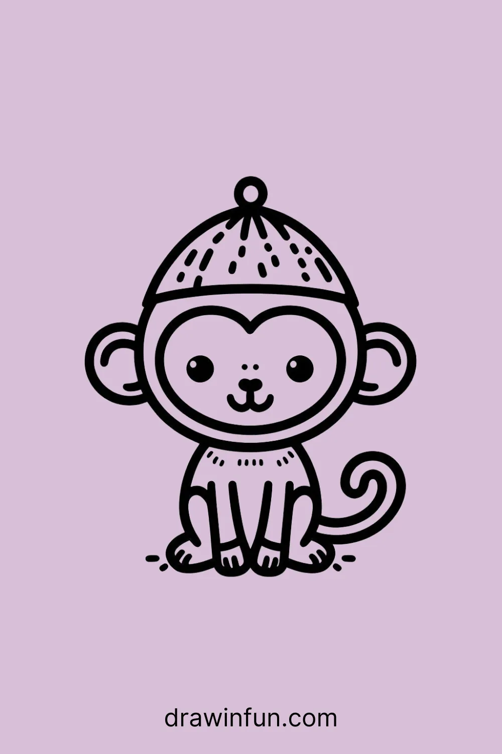 Chimpanzee wearing a rain hat easy drawing