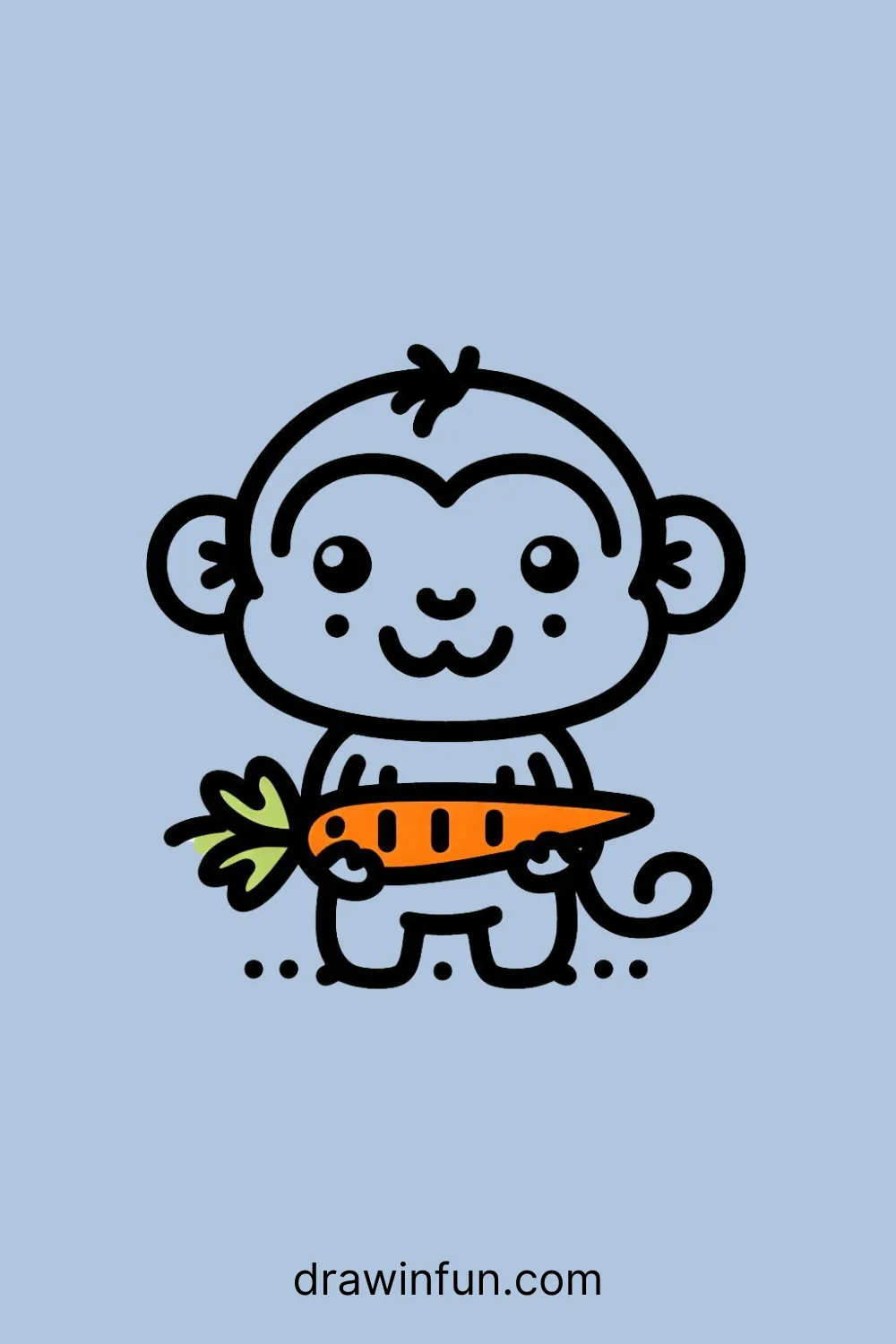 Chimpanzee with a carrot easy drawing