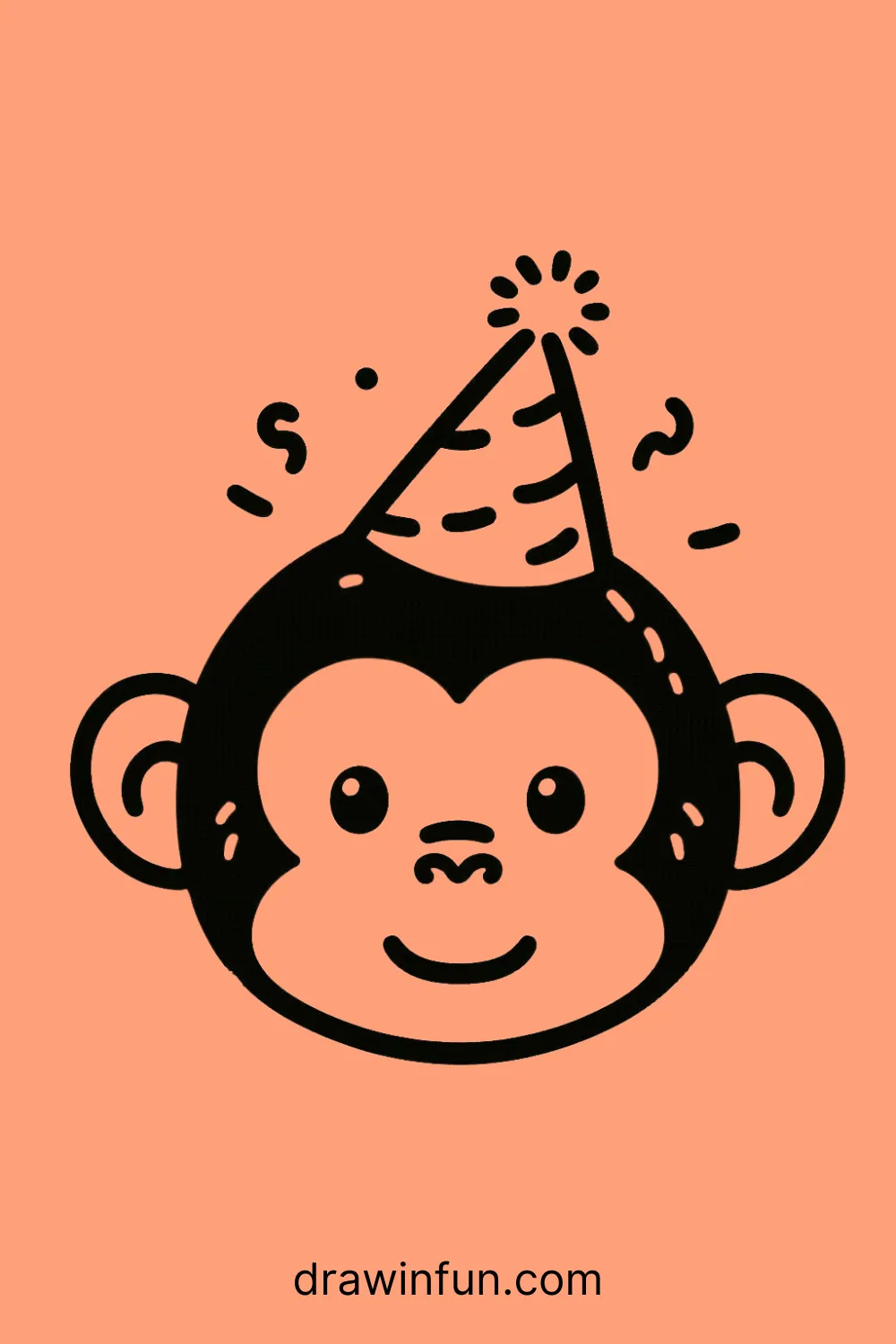 Chimpanzee with a party hat easy
drawing