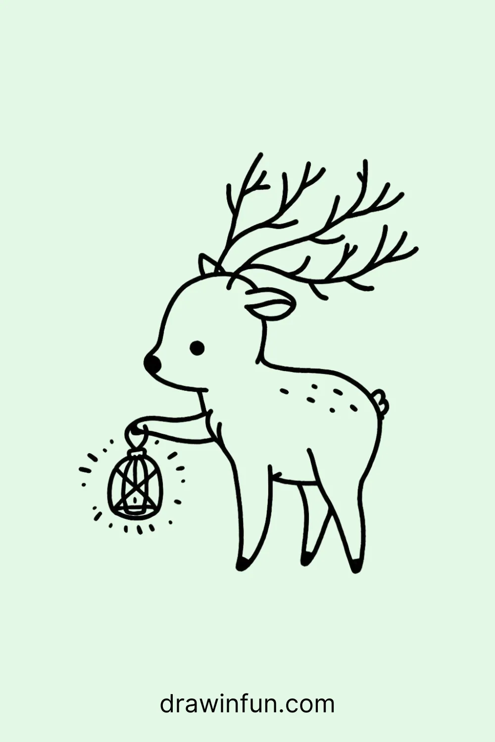 Deer carrying a little lantern for nighttime adventures easy drawing