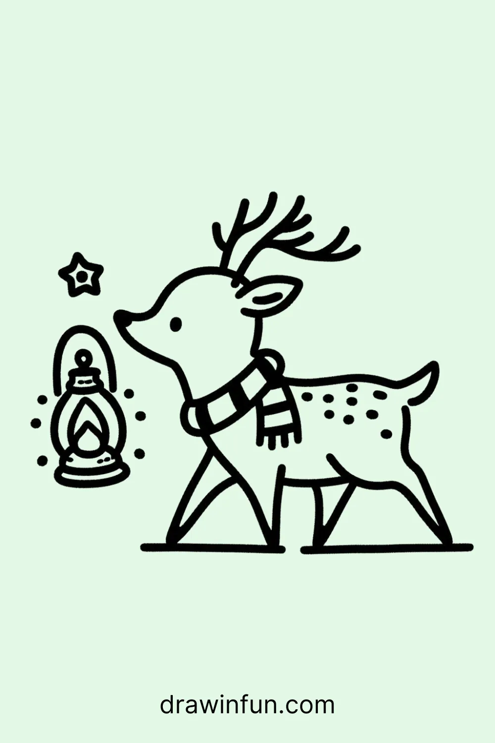 Deer carrying a little lantern for nighttime adventures easy drawing