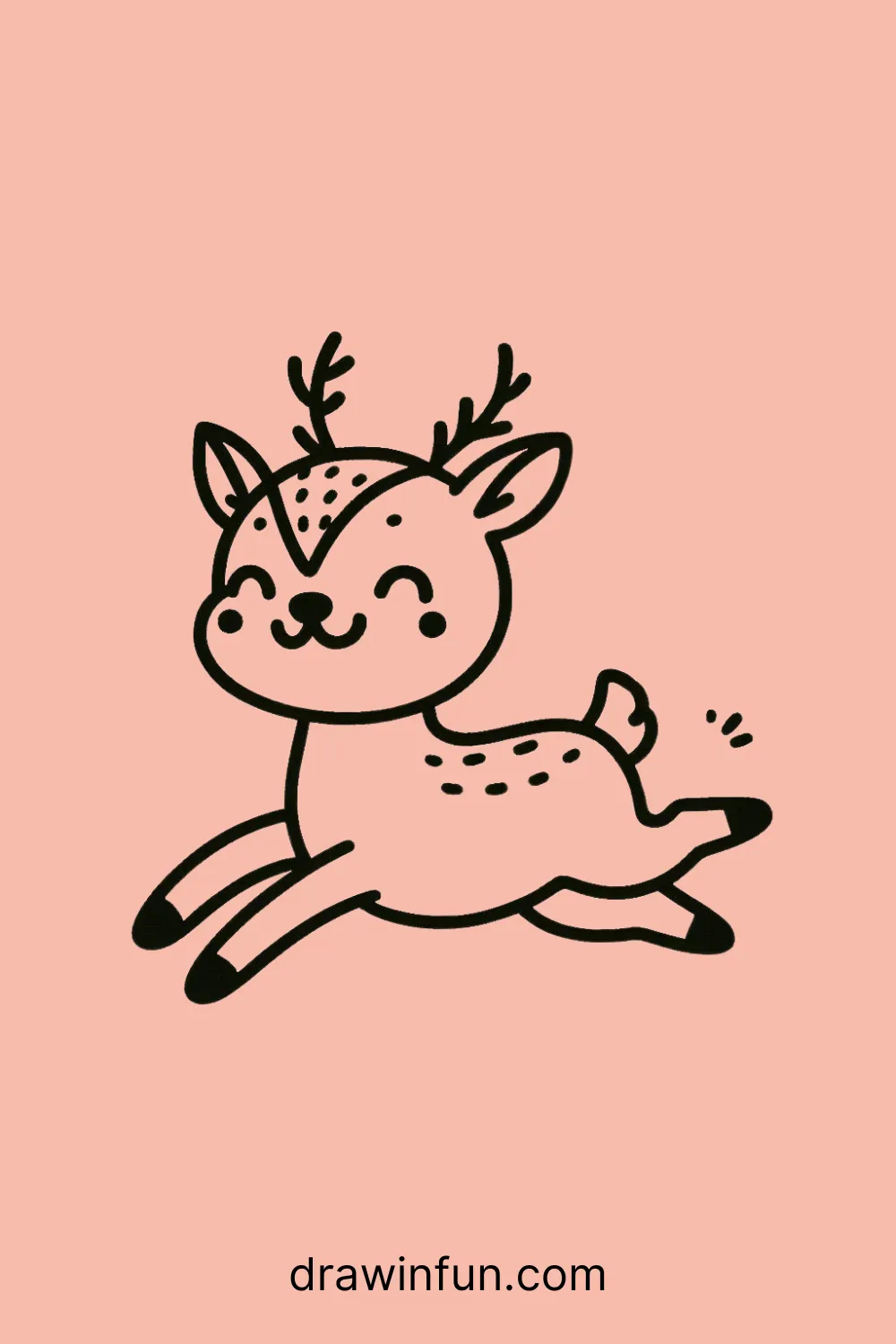 Deer running through a field with a joyful expression easy drawing