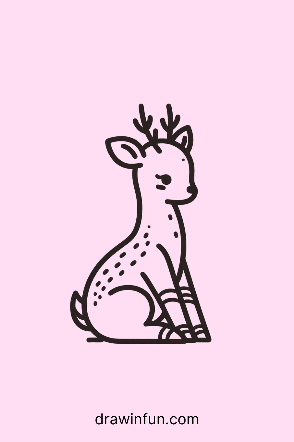 Deer sitting down with its legs tucked under easy drawing