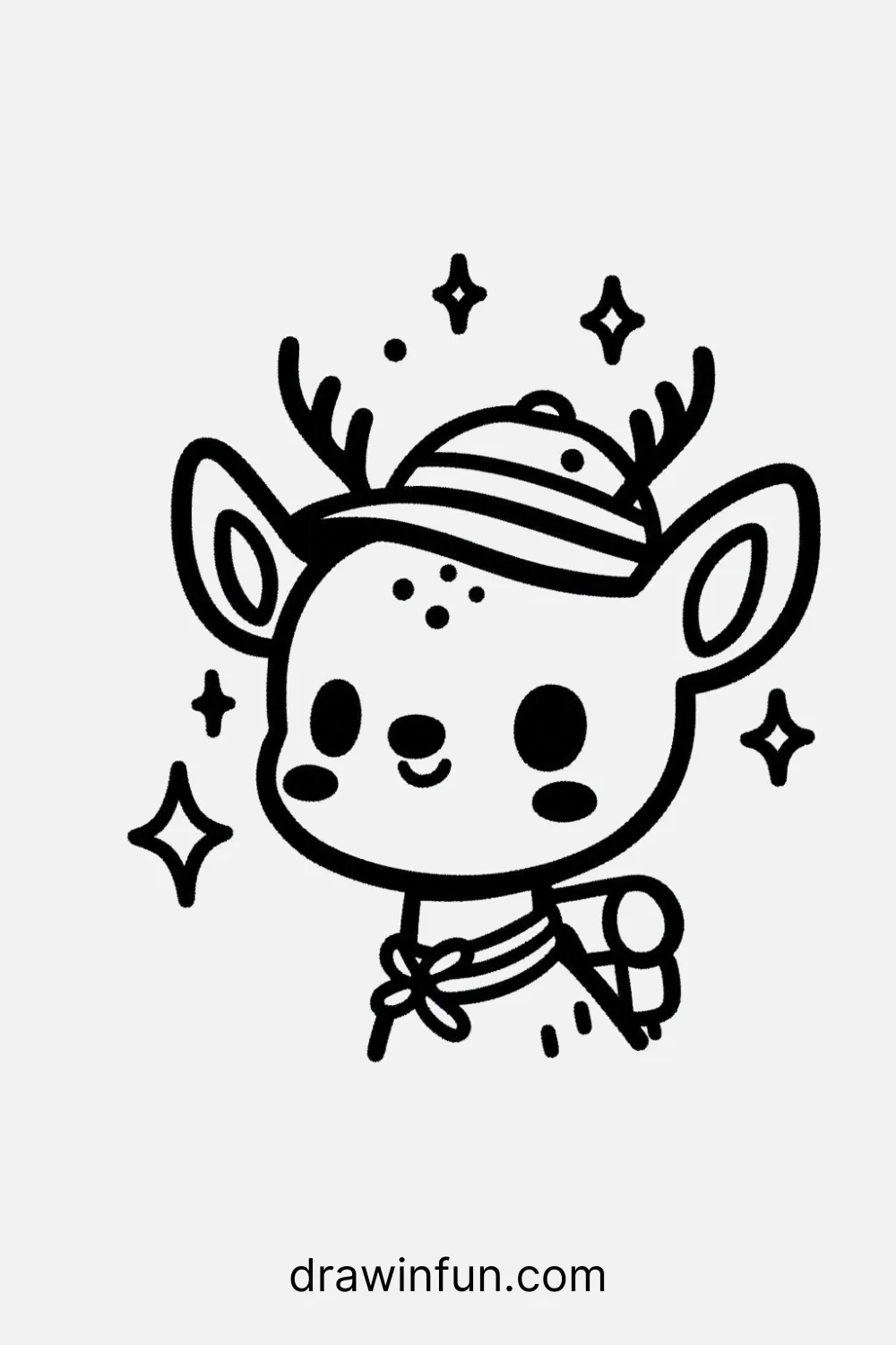 Deer wearing a tiny explorer hat with a map easy drawing