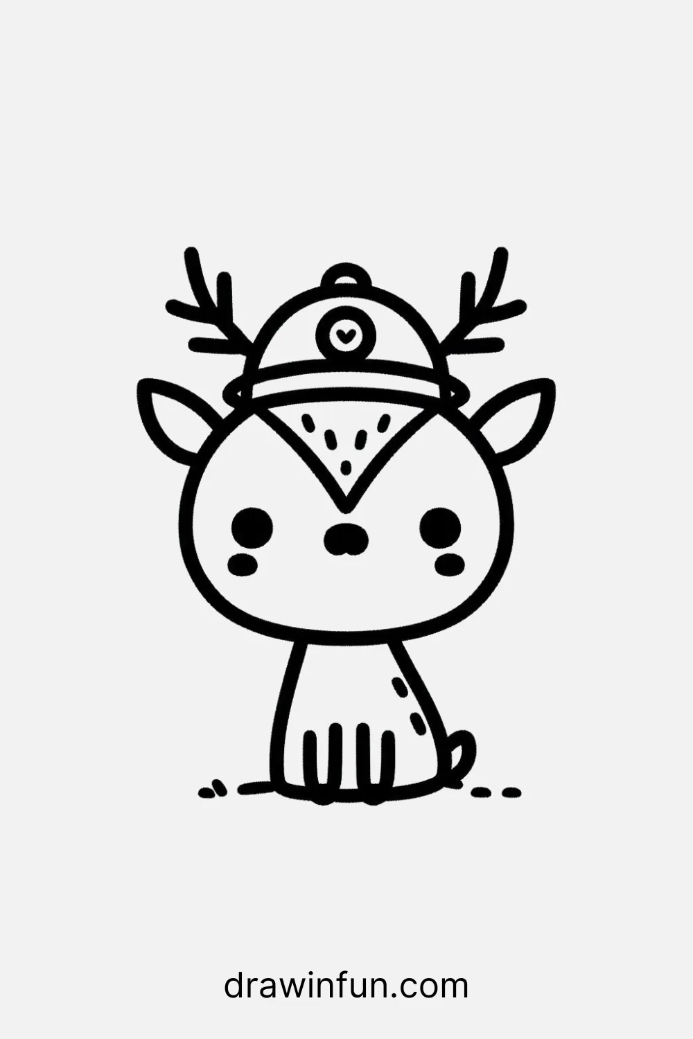 Deer wearing a tiny explorer hat with a map easy drawing