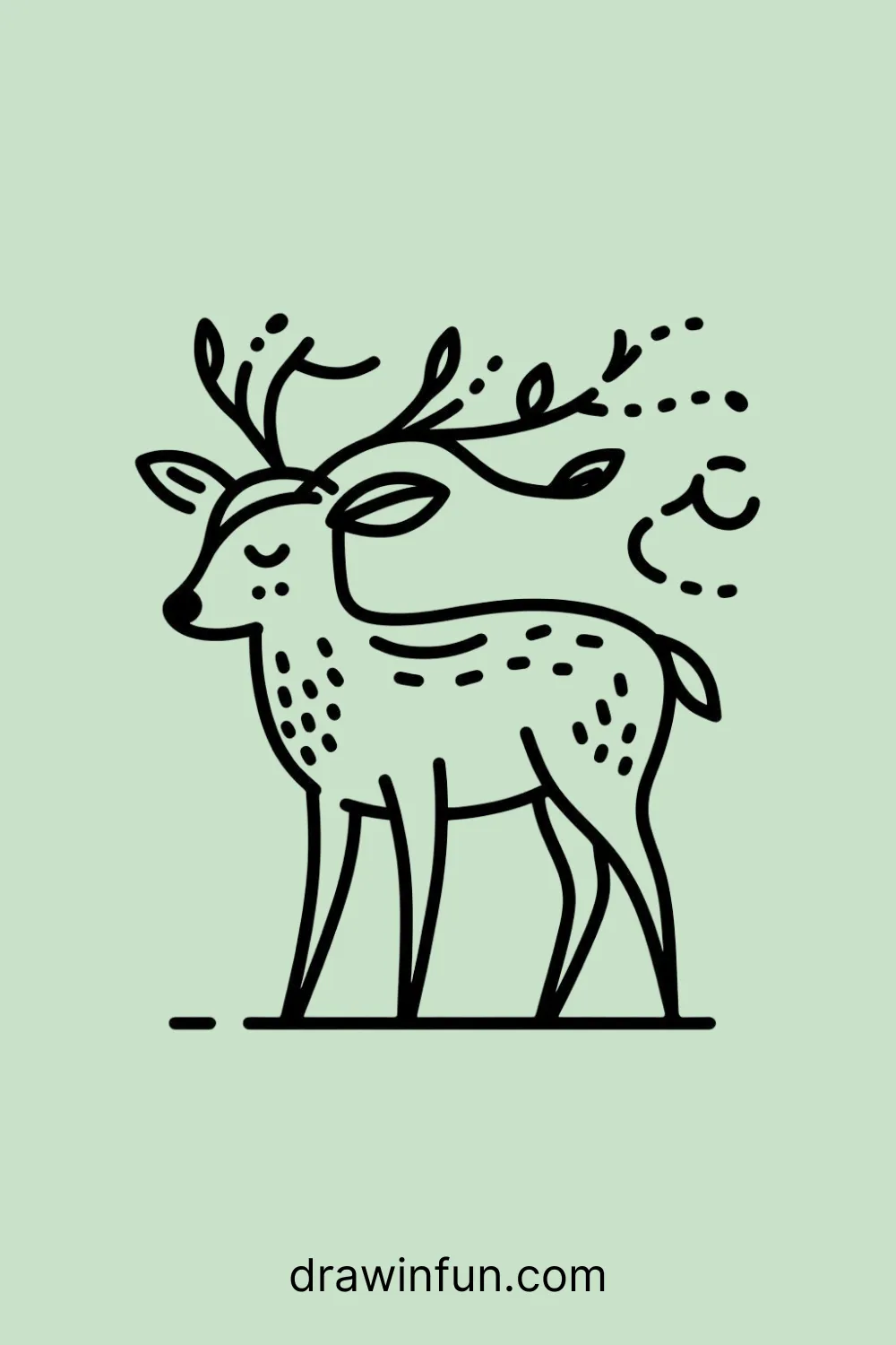 Deer with its head down, pretending to munch on something easy drawing