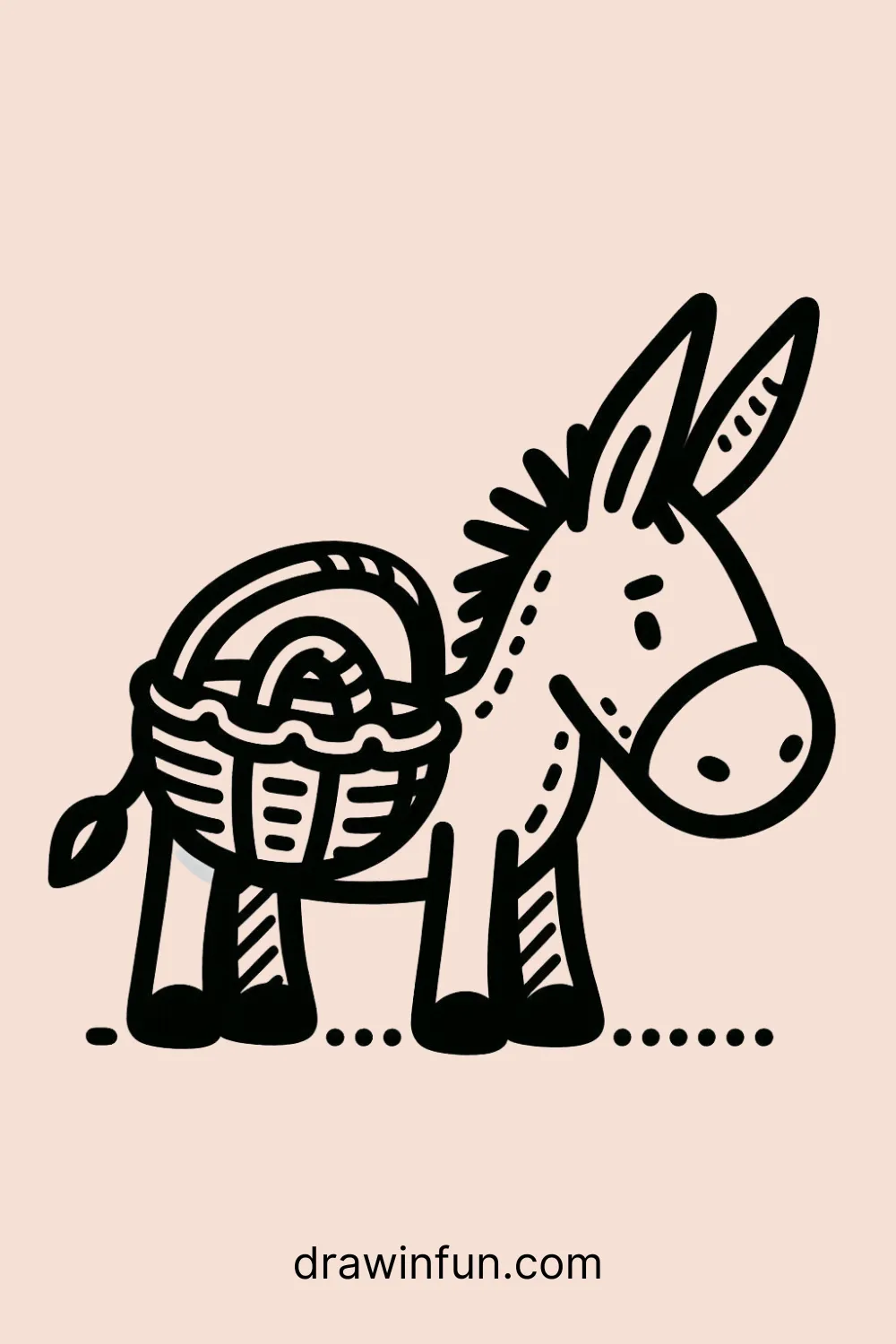 Donkey Carrying a Basket easy drawing