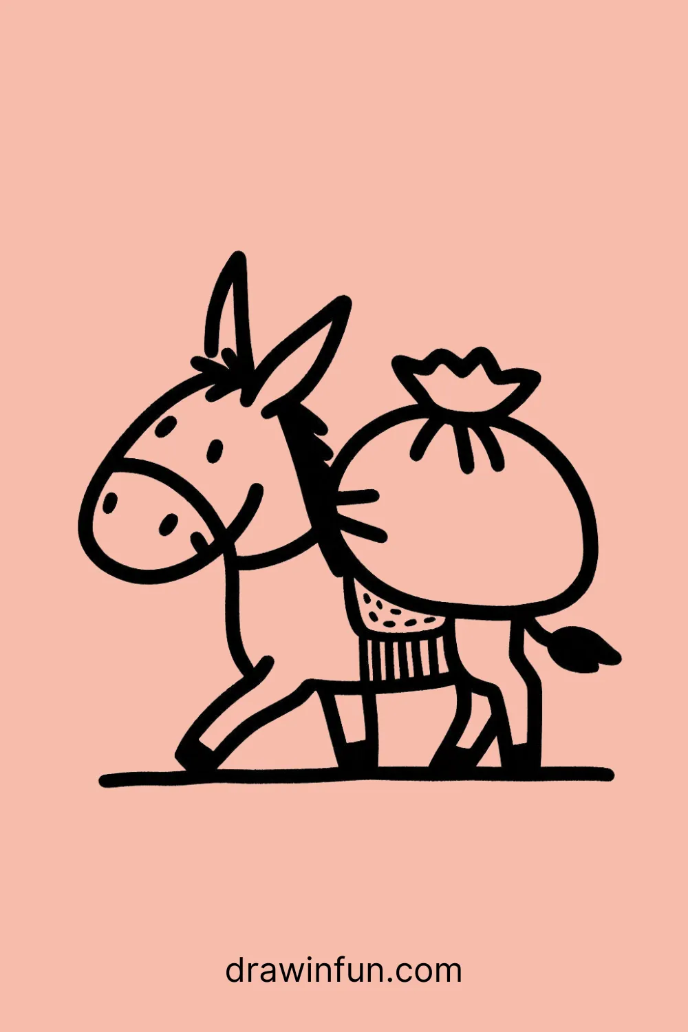 Donkey Carrying a Sack easy drawing