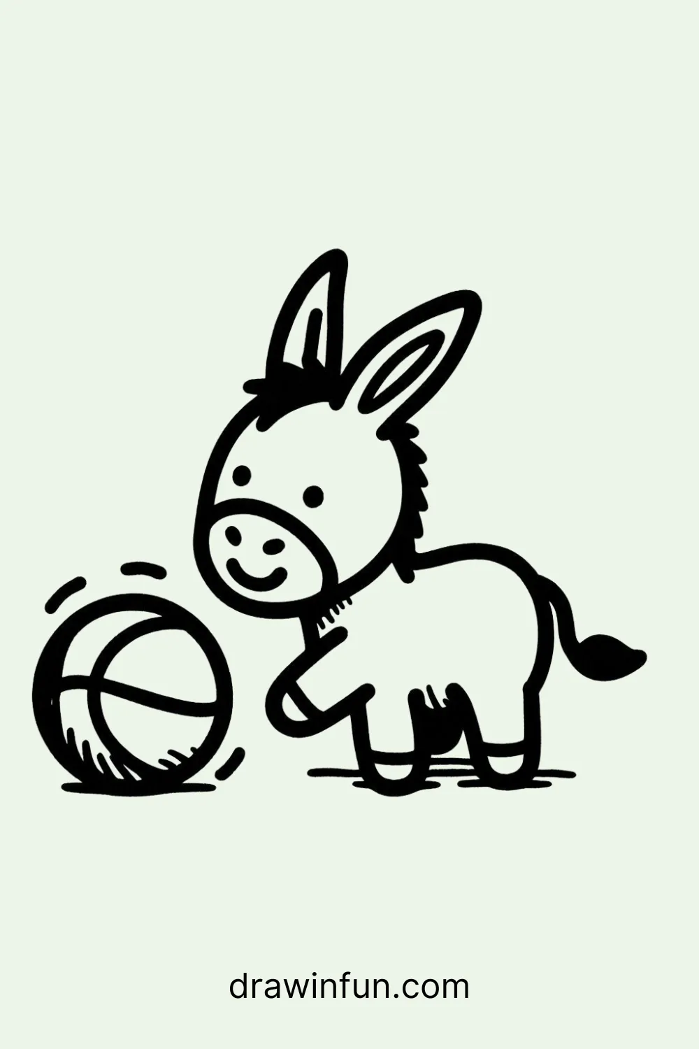 Donkey Playing with a Ball easy drawing