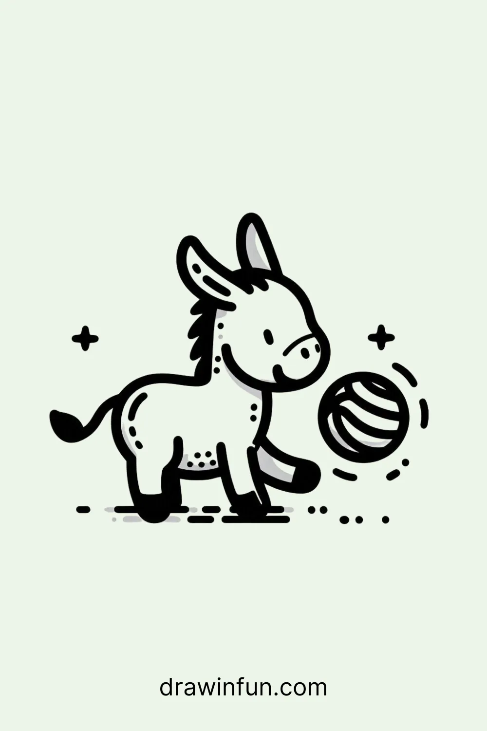 Donkey Playing with a Ball easy drawing