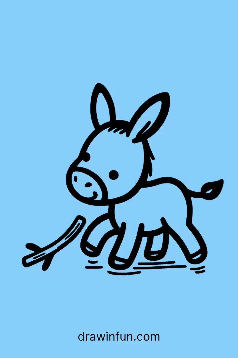 Donkey Playing with a Stick easy drawing