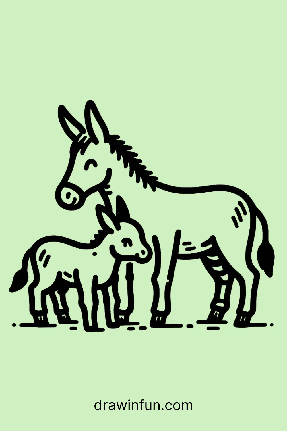 Donkey and Foal easy drawing