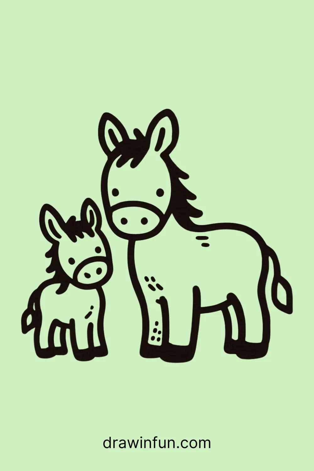 Donkey and Foal easy drawing