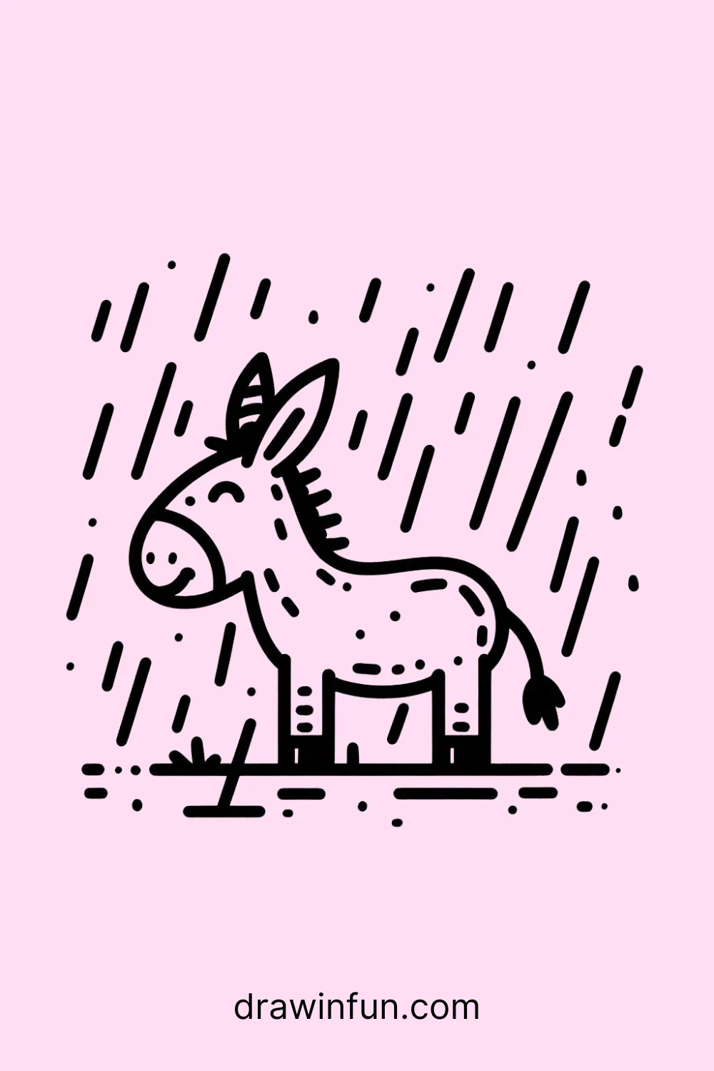 Donkey in the Rain easy drawing