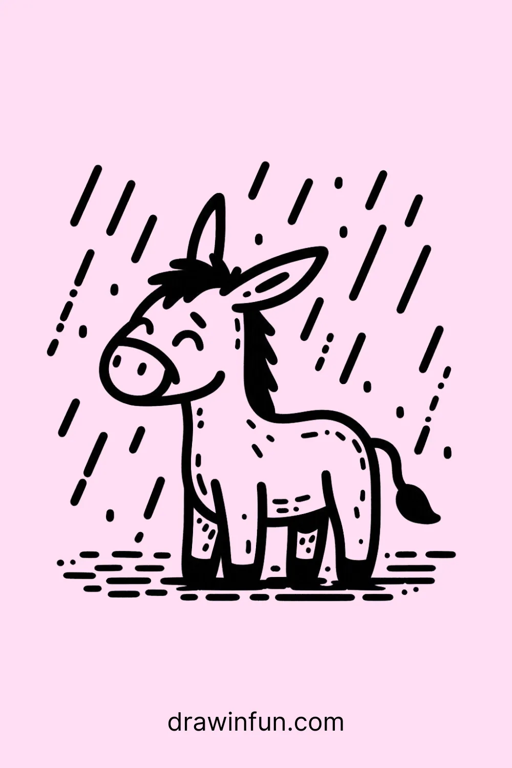 Donkey in the Rain easy drawing