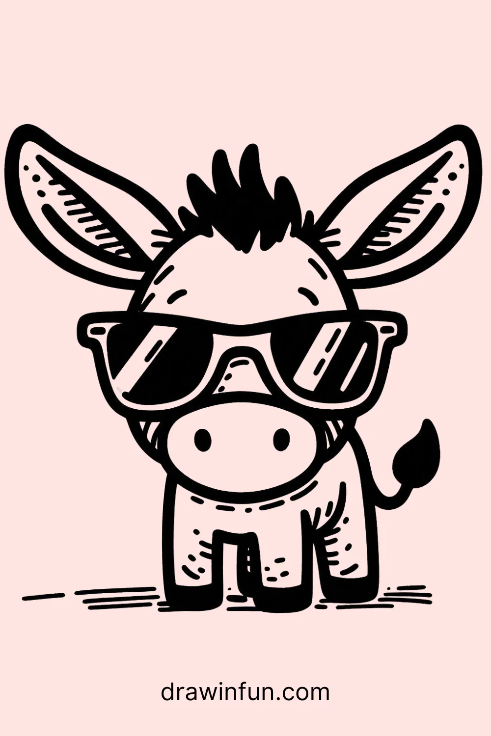 Donkey with Glasses easy drawing