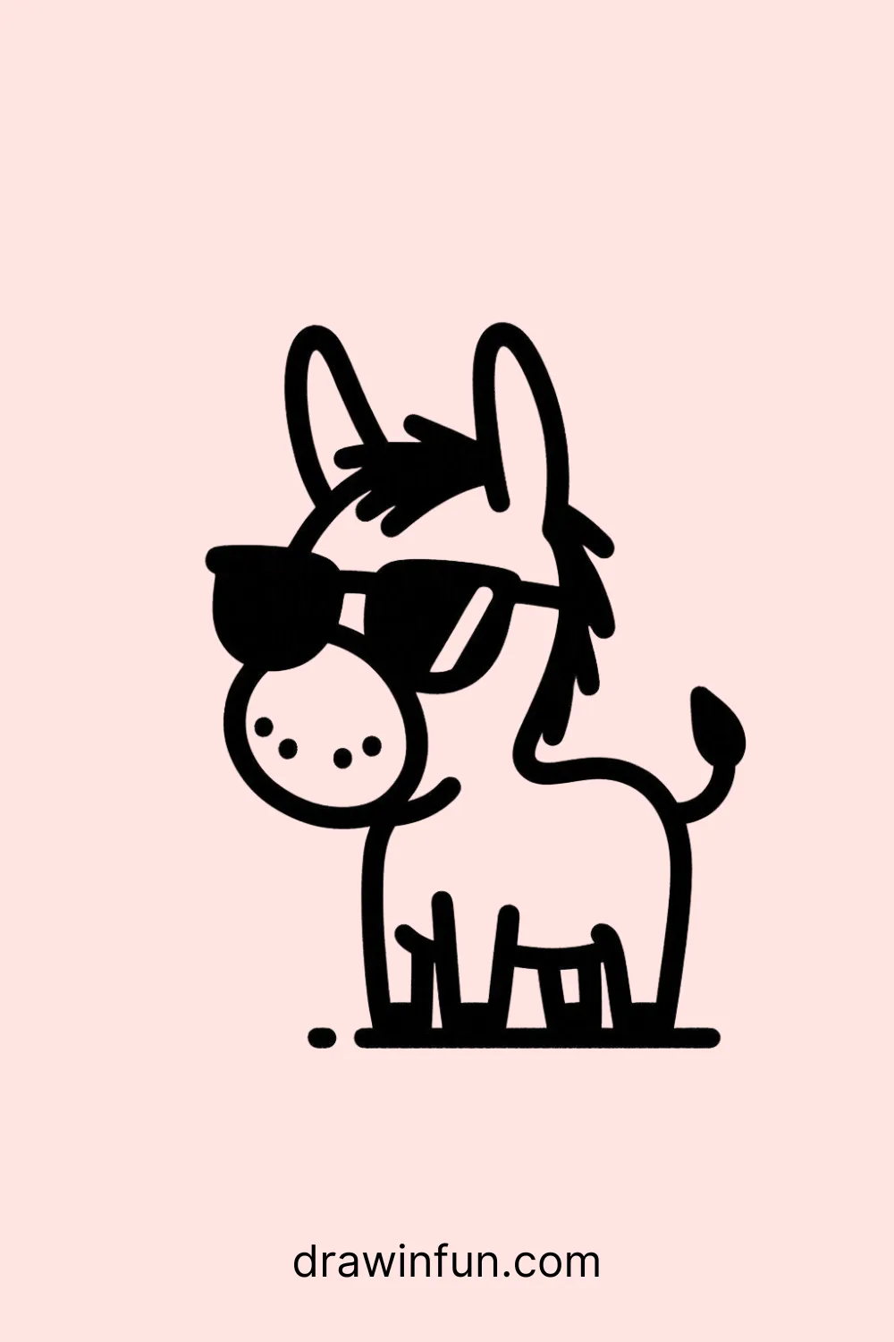 Donkey with Glasses easy drawing