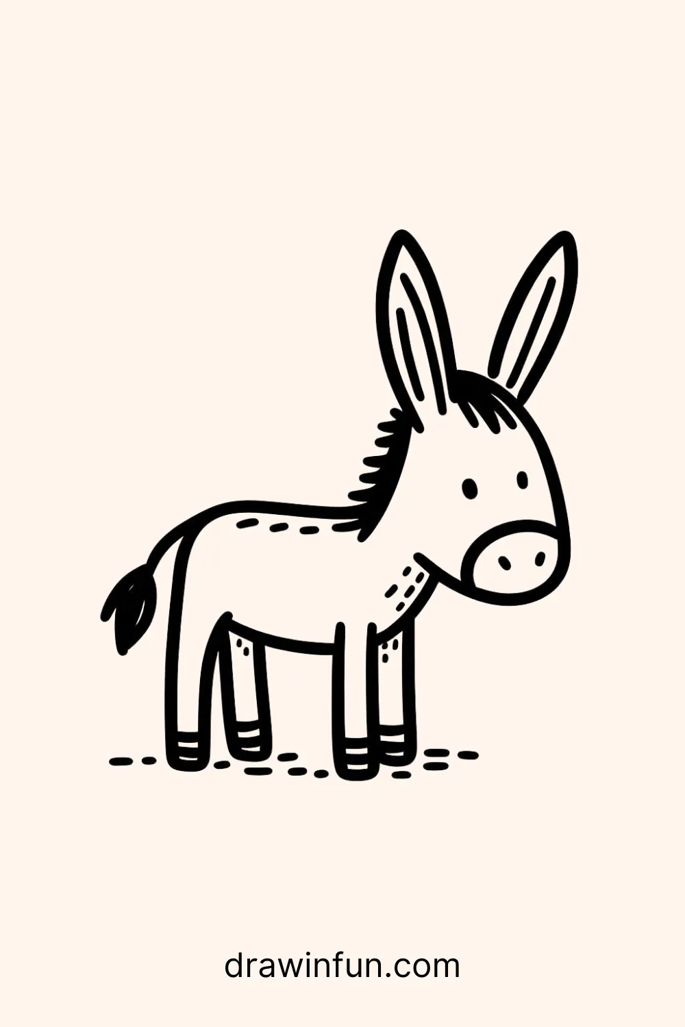 Donkey with Long Ears easy drawing