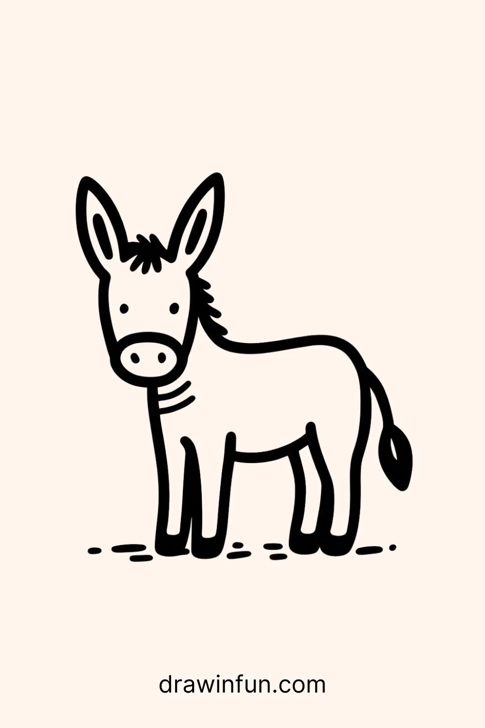 Donkey with Long Ears easy drawing